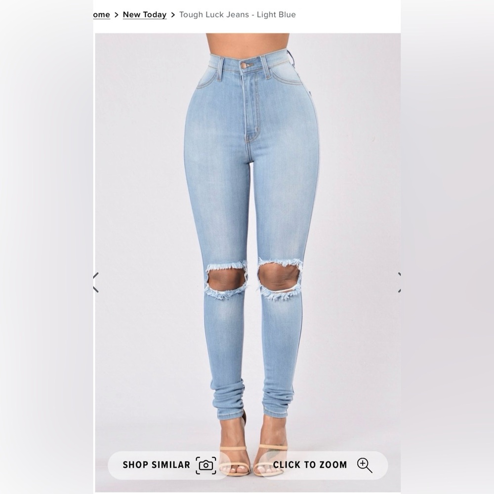 Fashion Nova Light Blue Ripped Skinny Jeans